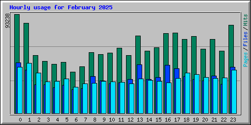 Hourly usage for February 2025