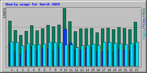 Hourly usage for March 2025